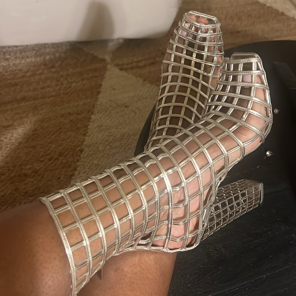 YSL Cage Boot - Yves Saint Laurent Cage Boot Silver 39. Runway Cage Boot